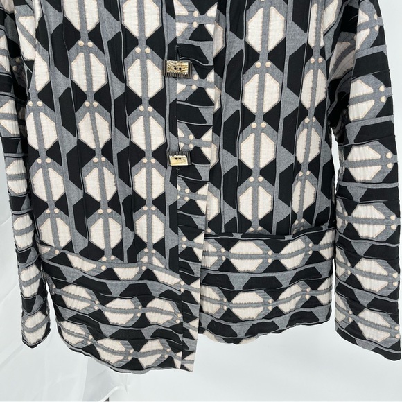 Niche Nilgun Derman Geometric Pattern Jacket Size XL Metallic Accents Big Button - Picture 5 of 13